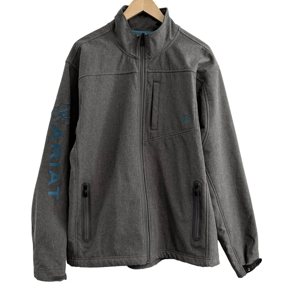 Ariat Logo 2.0 Softshell Jacket Gray Wind Water Protection Mens Size Large